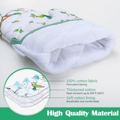 Arquiel Bird Branch Oven Mitts And Pot Holders Sets 100% Cotton Heat Resistant, Extra Long Oven Gloves Potholder For Kitchen Cooking Baking Housewarming thumb #1