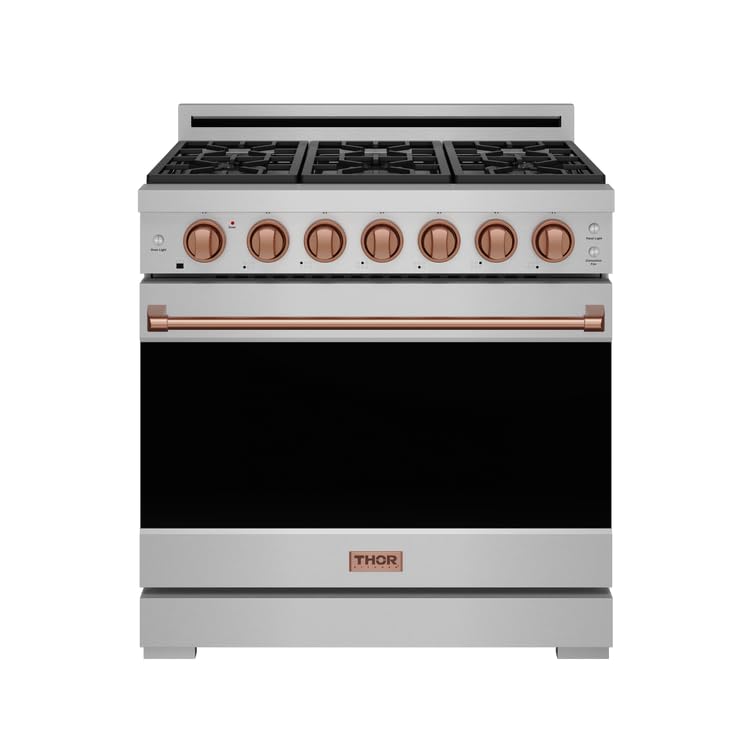 Image of Gordon Ramsay by THOR Kitchen 36-Inch Professional LP Range with Precision Knob Control in Stainless Steel and Rose Gold