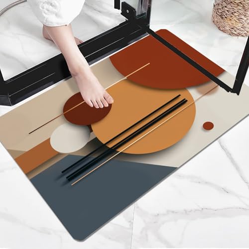 Tapis lignes elements circulaires orange au design abstrait haut de gamme - 5