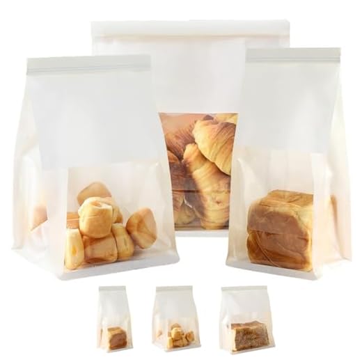 MORAINJAY 30P Bolsas Panadería Kraft con Ventana,Blanco Bolsas para Pan Casero Antigrasas,13 * 28+10cm,Ideales para Panaderías y Repostería Hogareña