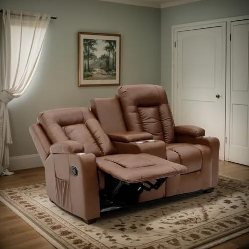 Reviews de Sillon Reclinable de Piel - 5 favoritos. 45 Sofá Reclinable 2 Plazas con Reposapiés Retráctil y Portavasos | Sillón de Cine en Casa, RV u Oficina | Tapizado en Piel Sintética Impermeable | Reclinación Manual con Asa |...