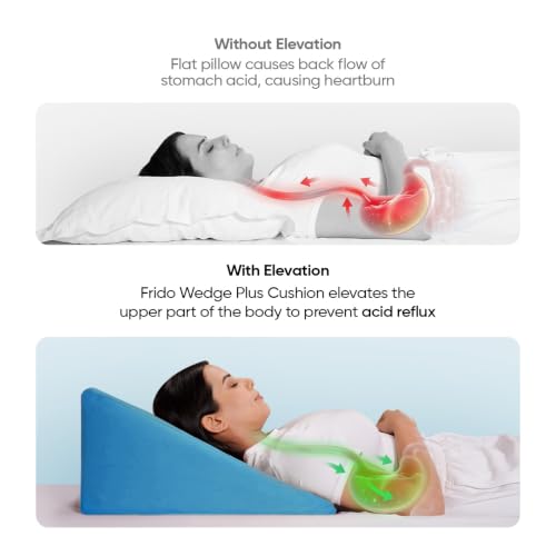 Image of Frido Wedge Plus Cushion for Sleeping & Acid Reflux Relief | Memory Foam Pillow | High Resillience Foam | Orthopedic Wedge Cushion for Leg Elevator | Pregnancy | GERD | Teal Blue- Pack of 1