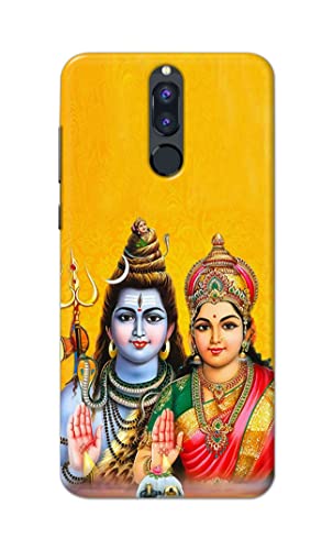 Image of PRINTFIDAA Lord Shiva Parvati Yellow Background Printed Designer Hard Back Case Cover for Huawei Mate 10 Lite /Huawei Nova 2i / Huawei Honor 9i -(SF) MVN1008