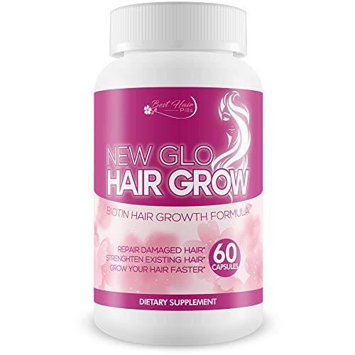 New Glo Hair Grow - Biotin Hair Growth Supplement - Make Hair Grow Faster & Longer with This Biotin Hair Nutrition Growth Formula - Grow Hair Strong & Beautiful - Hair Growth Supplements for Women