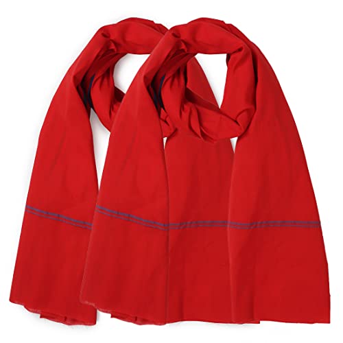 Image of Cotton Bath Towel Pure Cotton Gamcha Skin Friendly Summer Shrink Proof Soft Handloom Multipurpose Towel for Men Boys Daily Use (Red, Pack of 2)