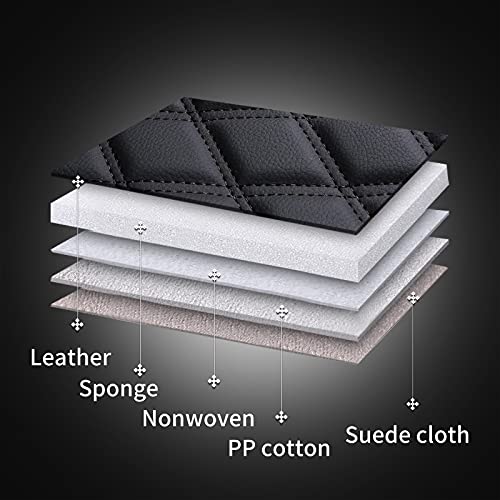 Coverado Leather Car Seat Covers Full Set, Waterproof Leatherette Automotive Vehicle Cushion Cover With Diamond Pattern, Universal Fit For Cars Suv Pick-Up Truck, Black #TOP4