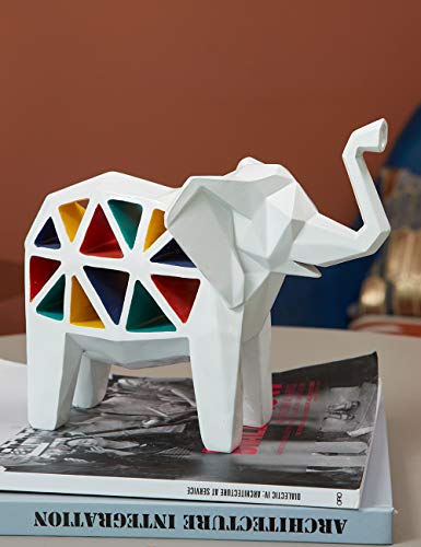 Haucoze Elephant Sculpture Decor Animal Statue Polyresin Figurine Colorful Hollow 14 Inch #TOP7