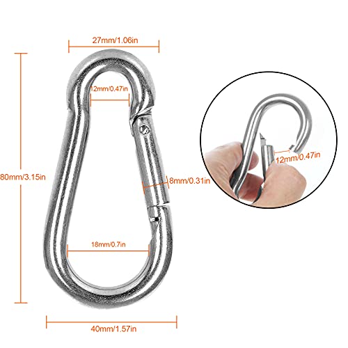 image for MIVIDE 60 Pack M8 x 3-1/8inch Spring Snap Hooks Heavy Duty Carabiner C