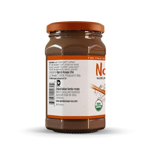 Rigoni di Asiago Organic Nocciolata Crunchy Crushed Hazelnut Cocoa Spread Gluten Free Palm Oil Free, 8.82oz (Pack of 1) - Thumbnail 3
