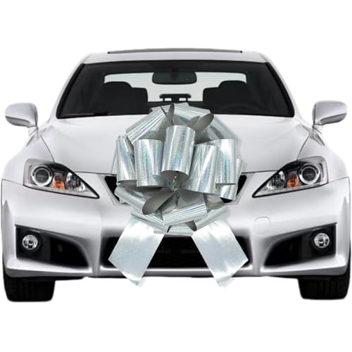 Image of 1Pcs 14 Inch Giant Large Pull Bow Big Bow,Great Gift Bows for appliances,Bikes,Table Decorations and Party Events (Metallic Silver)