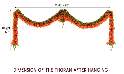 Image of Daedal Crafters Champa Door Set Toran for Main Door Entrance, Reusable Thoran for Mandir & Living Room Decor, Bandarwal for Festival Decoration, Flower Hanging for Home Decor (42x24 inch)
