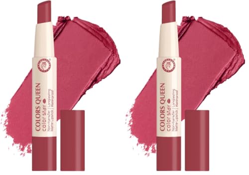 Image of Colors Queen Color Stay Matte Lipstick | Highly Pigmented with Smooth One Swipe Application | Ultra Matte Finish | Smudge Proof & Waterproof | Long Lasting Lipstick for Women (Nude Mauve, 2.1 g (Pack of 2))
