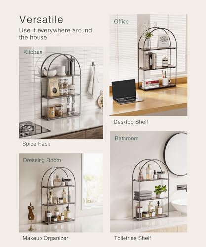 Crofy-Black-Arched-Frame-Wall-Shelf-Decorative-3-Tier-Bathroom-Wall-Shelf-with-Walnut-Finish-Shelves-and-Robust-Storage-Capacity-6-D-x-179-W-x-2857-H Crofy Black Arched Frame Wall Shelf Decorative 3 Tier Bathroom Wall Shelf with Walnut Finish Shelves and Robust Storage Capacity 6 D x 179 W x 2857 H