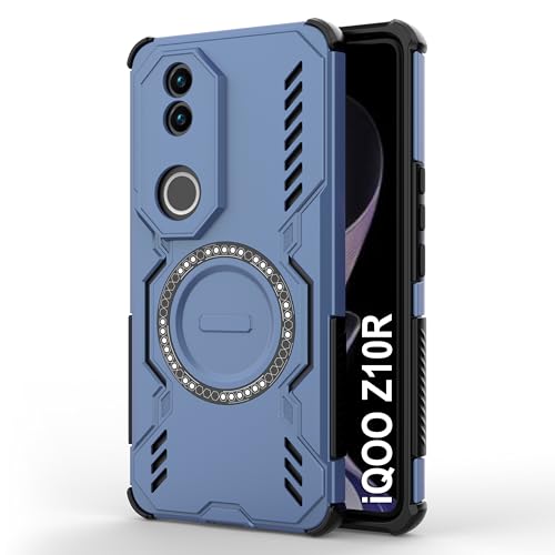 Image of Zapcase Back Case Cover for iQOO Z10R | MagSafe Case with Built-in Metal Ring | Supports MagSafe Charger, Wallet & Car Mount | Shockproof Hybrid PC + TPU | Blue