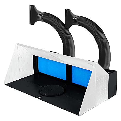 Image of Master Airbrush Portable Airbrush Spray Booth Station with LED Light 2 Pack | Lighting, 25W Fan, Turntable & 5.6' Extension Hose, 16.5 inchx19 inchx13.5 inch, Combine for Larger Workspace, Hobby Airbrush Booth