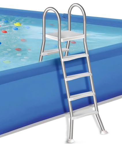 Errzom Escalera para Piscina Elevada de 135 cm, Escalera de Piscina de 4 Peldaños de Acero Inoxidable 304, Escalera para Piscina de Exterior de Alta Resistencia Carga 250 kg,135cm