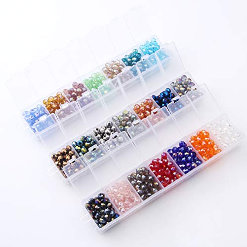 Glass Beads For Bracelet 1050Pcs 21 Colors Crystals Briolette Faceted Rondelle Beads 6Mm Spacer Beads With Container Box Crystal Beads For Jewelry Making #TOP5