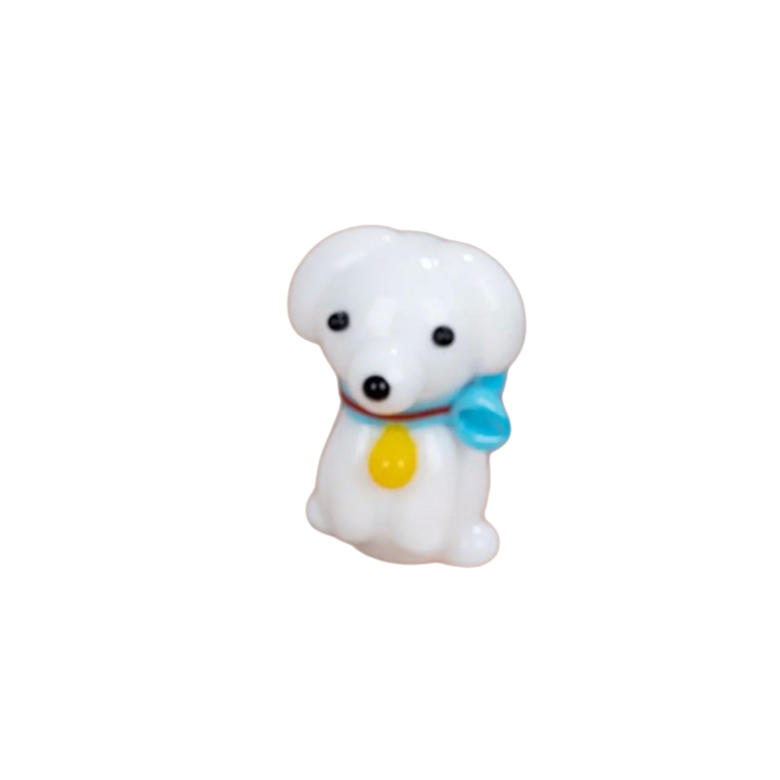 Tquxnga Little White Dog Handcrafted Glass Animal Figurines, Artistic Bear & Dog Statues For Home Car Display, Kids Room Decor Glass Animal Figurine