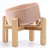 Petygooing Khaki Raised/Elevated 15°Slanted Ceramic Dog Bowl for Small Breeds,Tilted Anti Slip Pet Feeding Bowl,Food Water Dish with Stand for Cats and Small Dogs Puppy 13.5 OZ (5.1In / 1.7 Cups)