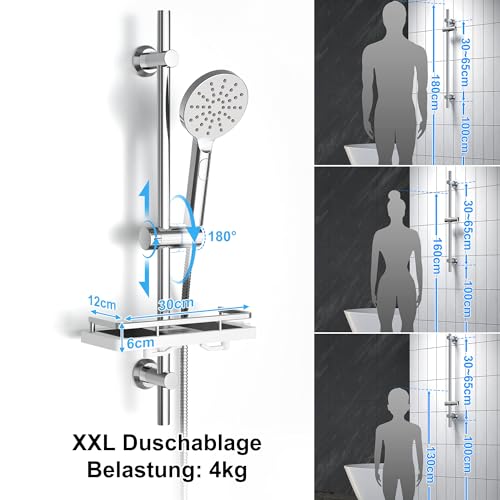 Colonne de douche Görbach en acier inoxydable chromé 70cm