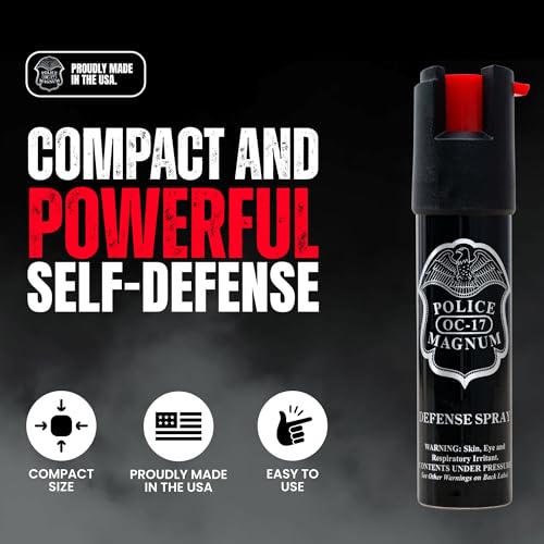 Police Magnum Compact Pepper Spray Self Defense- Tactical Maximum Heat Strength OC- Small Discreet Carry Canister- Made in The USA - Image 3