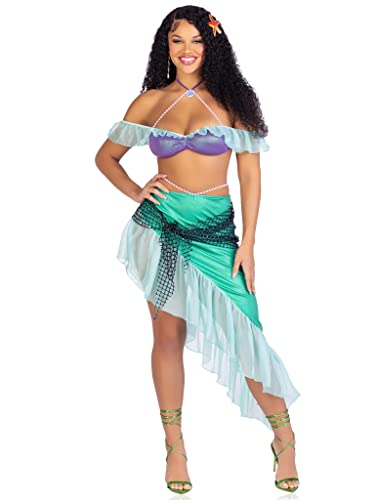 Leg Avenue Womens 3 Pc Spellbound Mermaid Costume With Cute Sea Star Hair Clip, LARGE, Multicolor