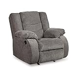 Signature Design by Ashley Tulen Contemporary Rocker Recliner, Gentle Rocking Motion, Pull Tab Reclining, Fabric Upholstery, 39" W x 40" D x 40" H, Dark Gray