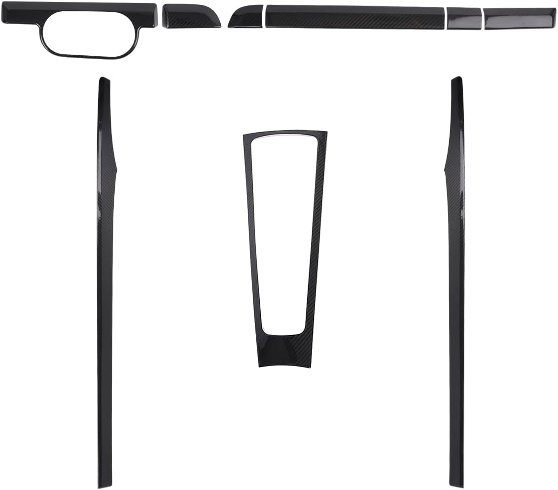 Suitable for Porsche 718 911 Boxster Cayman car center console panel decorative protective cover, door panel trim, genuine carbon fiber car interior accessory modification kit (Black Carbon Kit)