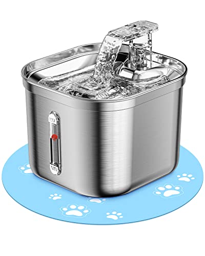 Rantizon Cat Water Fountain, 74Oz/2.2L Stainless Steel Cat Fountain Water Bowl, Quiet Electric Automatic Pet Water Fountain With Silicone Mat, Water Fountain For Cats Inside For Cats Dogs Pets #TOP2