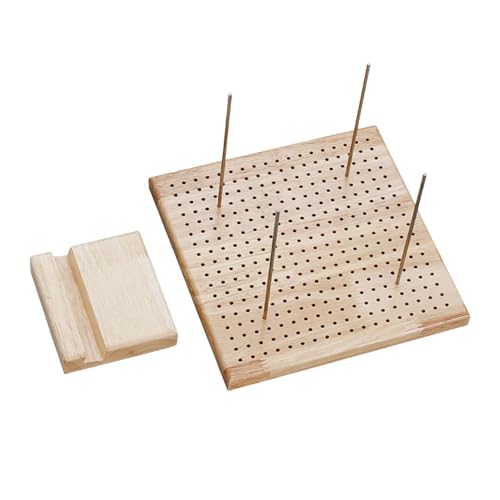 Tablero de madera para tejer sin bordes enrollados usando alfileres para crochet 4