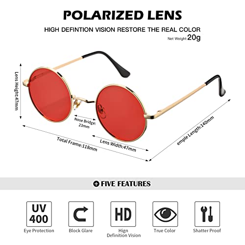 Image of Pro Acme Small Round Polarized Sunglasses for Women Men Retro Metal Shades