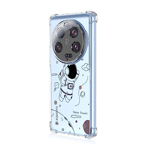 BORYA Funda para Xiaomi 13 Ultra 5G, Transparente Ultradelgado Suave Sedoso Silicona Carcasa, Antigolpes TPU Bumper Estuche, Elegante Simple Caso, Astronauta