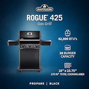 Napoleon - Rogue 425 Propane Gas Grill, Black - 3 Burners Napoleon Rogue 425 Propane Gas Grill Black 3 Burners