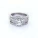 Uloveido 3 pcs Fashion Bridal Wedding Rings Set with Eternity Band Round Cut Clear Cubic Zirconia Engagement Jewelry Two-Tone (Platinum Color, Size 6) Y421