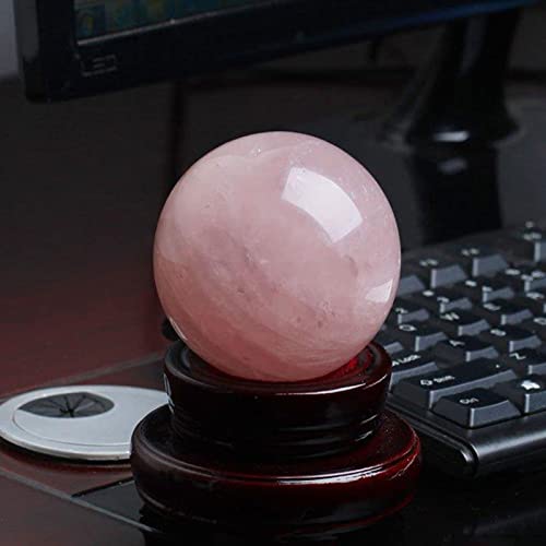 Esfera de cuarzo rosa natural que alivia el estres en el hogar con poder protector rara 7