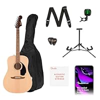 Fender California Debut Redondo Drednought Akustikgitarrenpaket Natural. Lieferumfang mit Zubehör: - Ständer - Gepolstertes Gigbag - Gurt - Gitarre - 1 Satz Reservesaiten - FT-1 Stimmgerät - Plektren