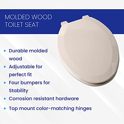 Jones Stephens (C1B4R2-02) Deluxe Closed Front-Round Molded Wood Toilet Seat, W/Cover Biscuit #TOP4