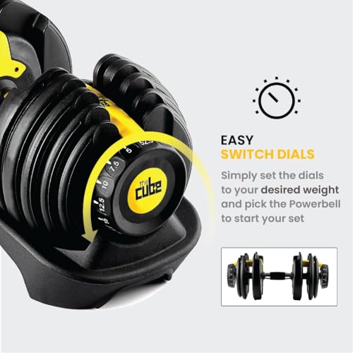 Image of The Cube Club PowerBells 1 Piece Alloy Steel Dumbbells (2.5-24 Kg) | 5-IN-1 Adjustable Dumbbell Weights for Fitness Exercise Body Workout Gym Equipment with 1 Year Warranty