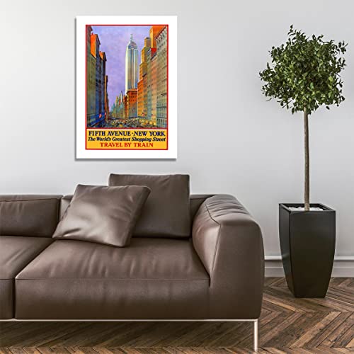 Affiche de voyage encadrée New York Fifth Avenue au rendu mat premium