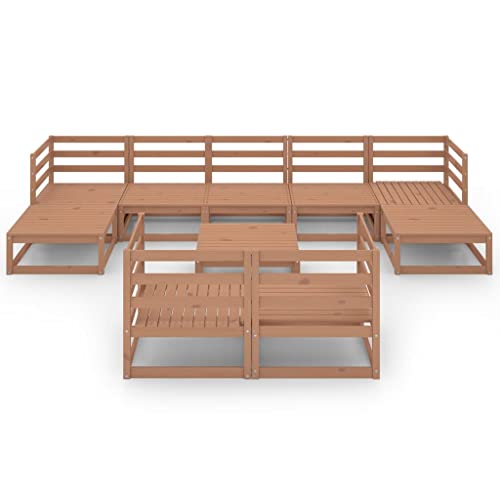 vidaXL Massivholz Kiefer Gartenmöbel 10-TLG. Mittelsofa Ecksofa Tisch Fußhocker Lounge Sofa Garten Garnitur Gartensofa… – Bild 3