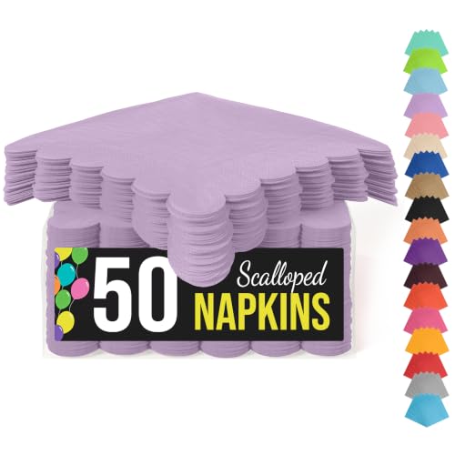 Party Solids Lavender Scalloped Napkins Disposable 2-Ply 50 Pcs