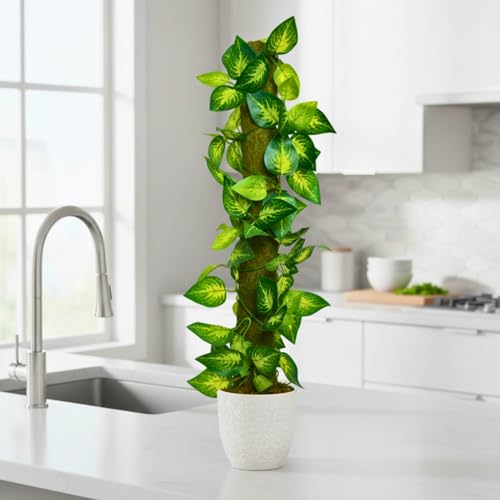 Image of fancymart Artificial Leaves Vine on Moss Stick 60 cm (Without Pot) | Decorative Indoor Plant for Home, Office, Cafe & Restaurant