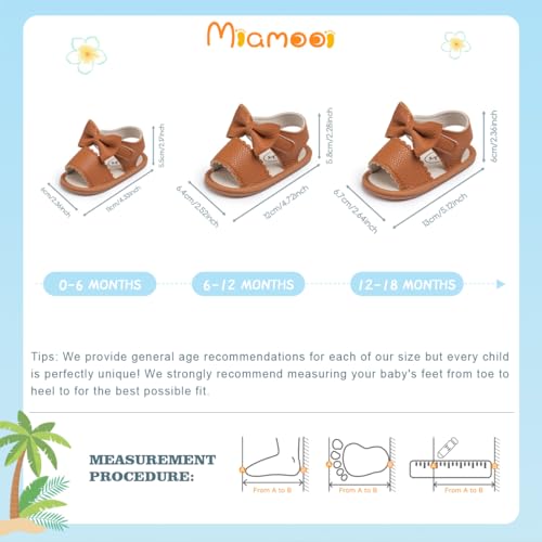Image of Miamooi Infant Baby Girls Boys Sandals Summer Bowknot Crib Shoes Toddler Pu Leather Flower Soft Rubber Sole Dress Flats First Walker Shoes