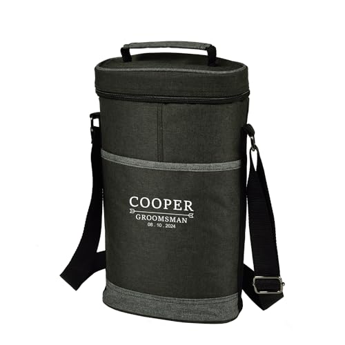 Picnic at Ascot Personalized Insulated 2 Bottle Travel Wine Tote with Corkscrew & Shoulder Strap -Designed & Assembled in The USA