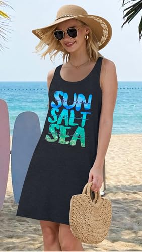 Image of Sun Salt Sea Summer Tank Dress for Women 2026 Beach Dresses Vacation Graphic Dress Hawaiian Tank Dresses
