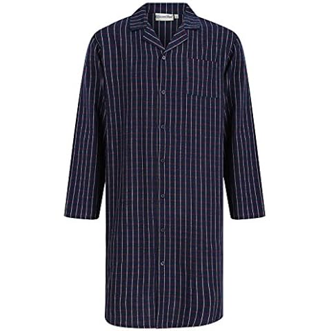 Walker Reid Mens Cotton Twill Nightshirt WR66820 Navy Large Cover