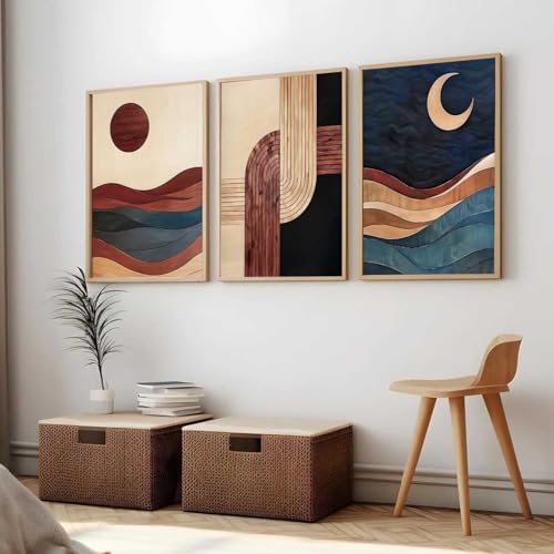 Image of kotart Boho Art Home Decoration Painting | Paintings With Frame For Living Room Bed Room Hotel Wall Decor Digital Reprint Set of 3 (19X25 inch)
