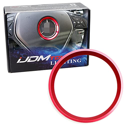 Ijdmtoy (1) Sports Red Aluminum Steering Wheel Center Decoration Cover Trim Compatible With Mercedes B C E Cla Gla Glk Class, Etc #TOP30