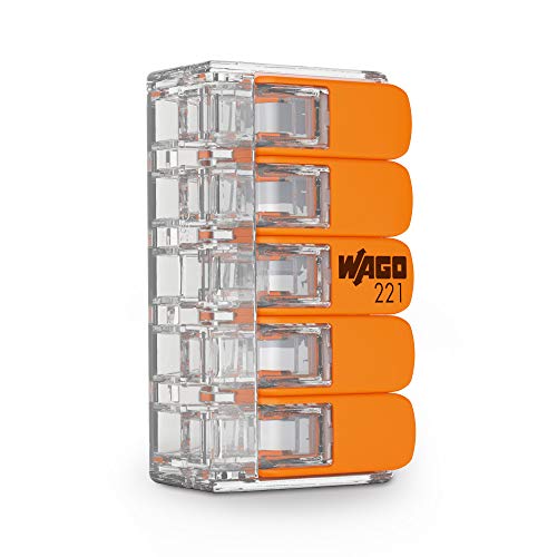 Conector de cable eléctrico Wago 221-615 transparente y naranja, caja de 15 piezas 5