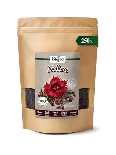 Biojoy Clavos de olor Ecológicos (250 g), secados y enteros, apto para té y cocinando (Syzygium aromaticum)